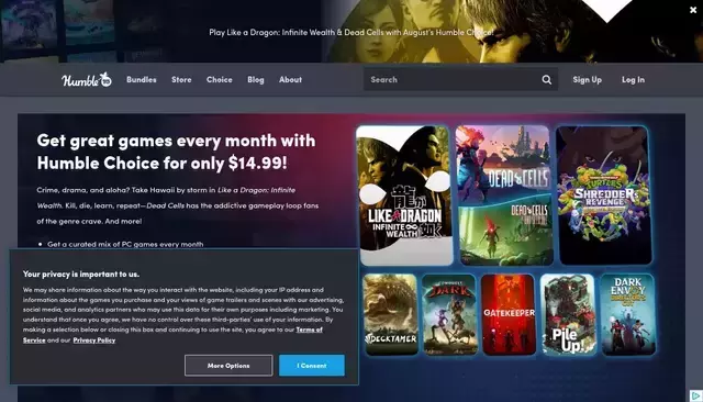 humblebundle.com homepage screenshot