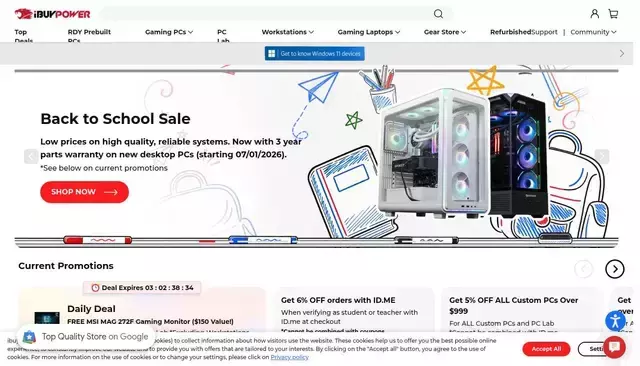 ibuypower.com homepage screenshot