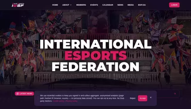 iesf.org homepage screenshot