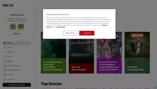 ign.com homepage screenshot