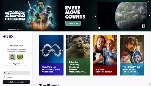 ign.com homepage screenshot