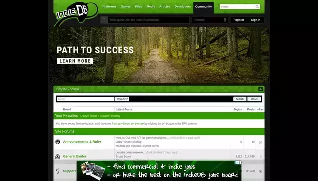 indiedb.com homepage screenshot
