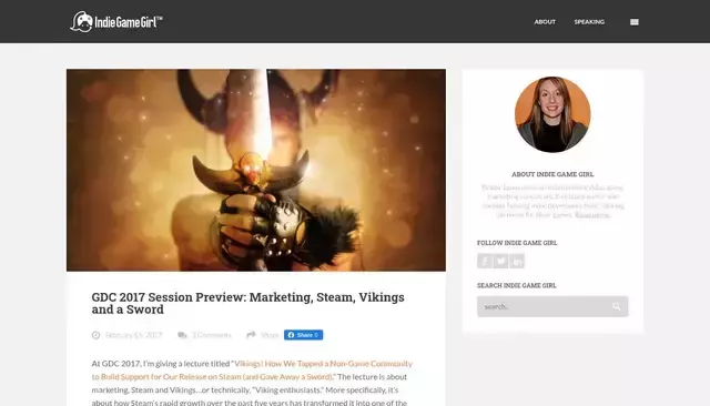 indiegamegirl.com homepage screenshot