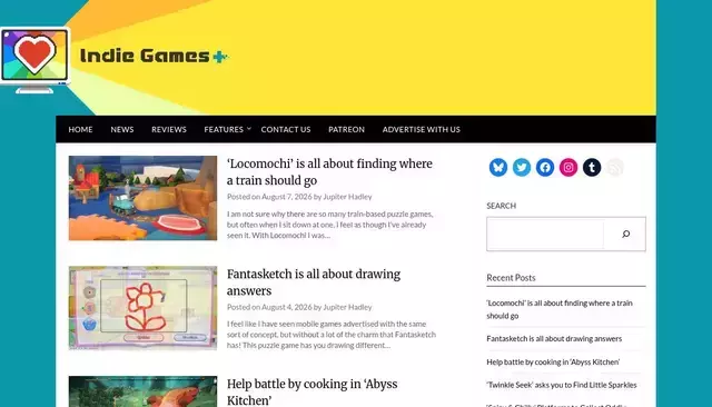 indiegamesplus.com homepage screenshot