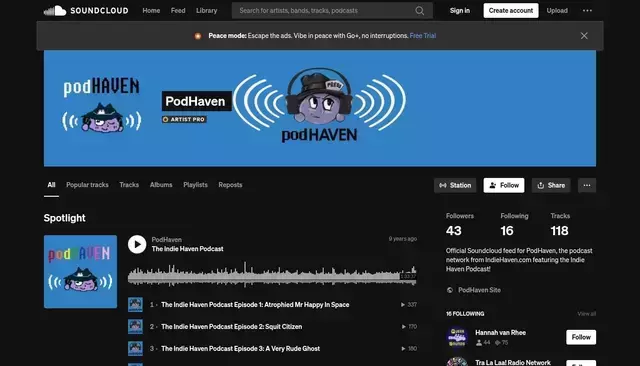 indiehaven.com homepage screenshot