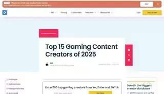 Influencers Top 15 Gaming Content Creators