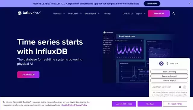 influxdata.com homepage screenshot