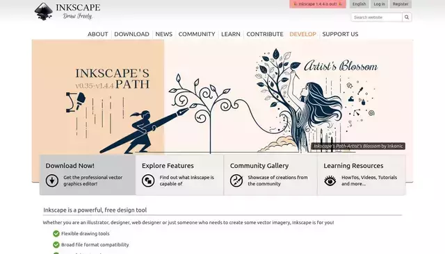 inkscape.org homepage screenshot