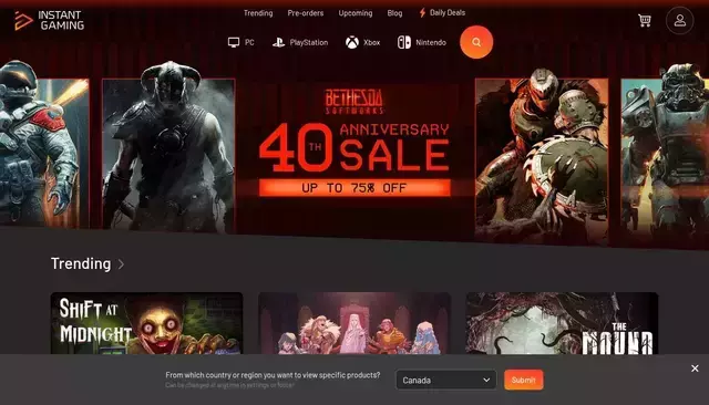 instant-gaming.com homepage screenshot