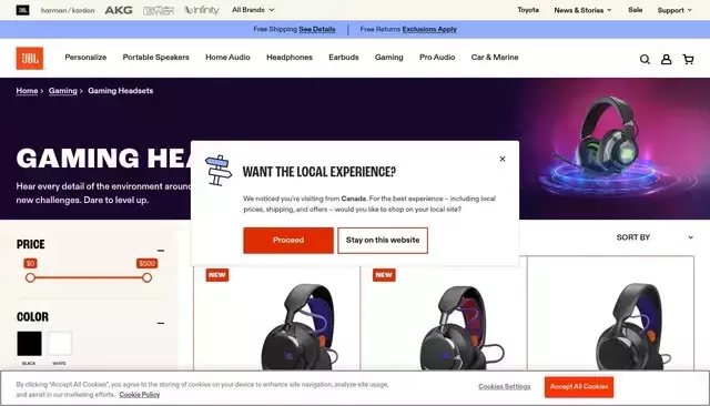 jbl.com homepage screenshot