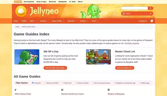 jellyneo.net homepage screenshot