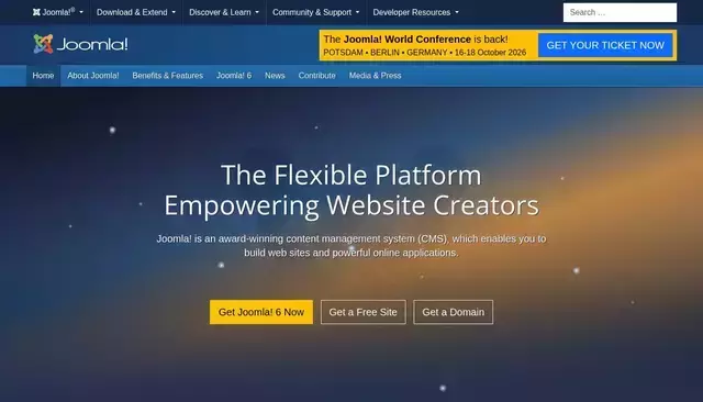 joomla.org homepage screenshot