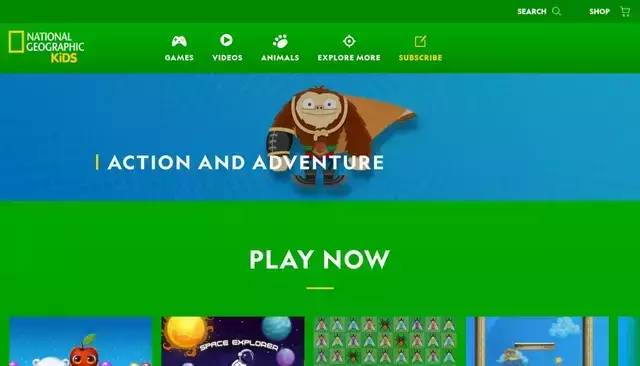 kids.nationalgeographic.com homepage screenshot