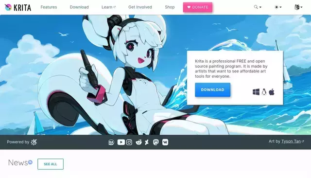 krita.org homepage screenshot