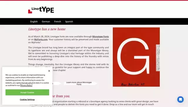 linotype.com homepage screenshot