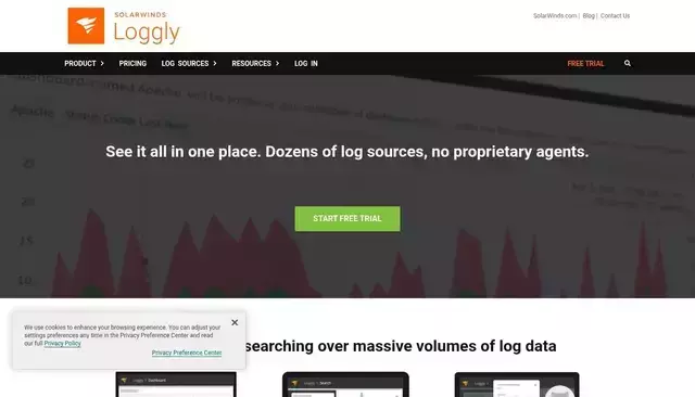 loggly.com homepage screenshot