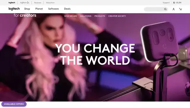logitech.com homepage screenshot