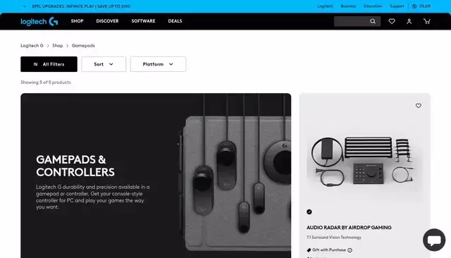 logitechg.com homepage screenshot
