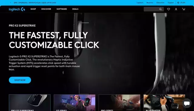 logitechg.com homepage screenshot