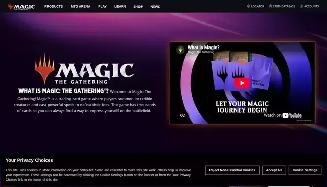 magic.wizards.com homepage screenshot