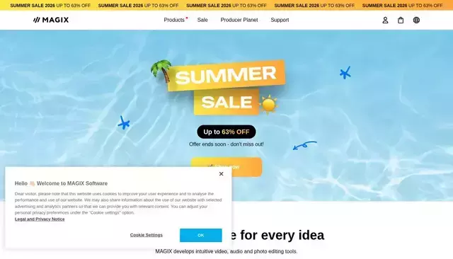 magix.com homepage screenshot