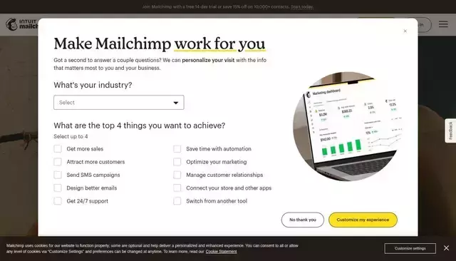 mailchimp.com homepage screenshot