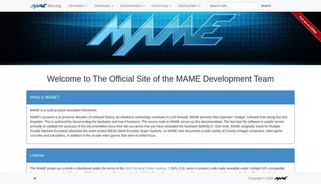 mamedev.org homepage screenshot