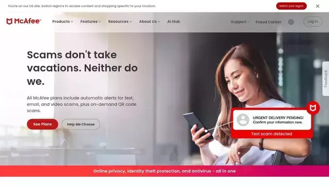 mcafee.com homepage screenshot