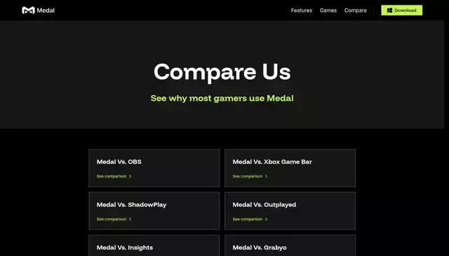 medal.tv homepage screenshot