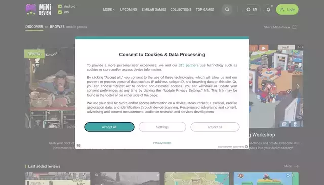 minireview.io homepage screenshot