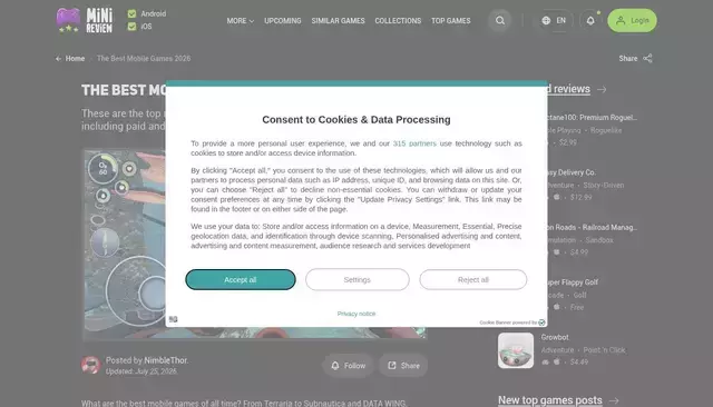 minireview.io homepage screenshot
