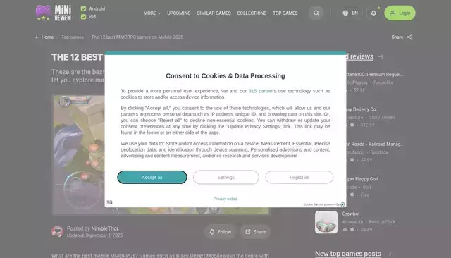 minireview.io homepage screenshot