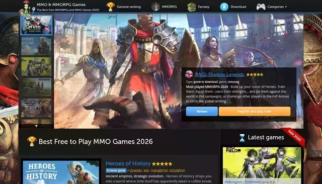 mmommorpg.com homepage screenshot