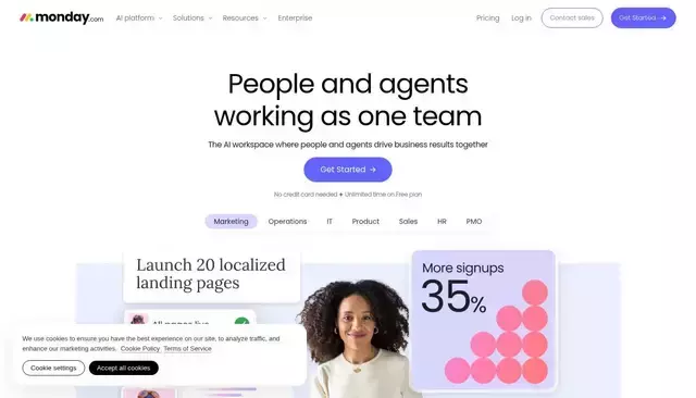 monday.com homepage screenshot