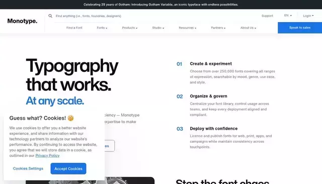 monotype.com homepage screenshot
