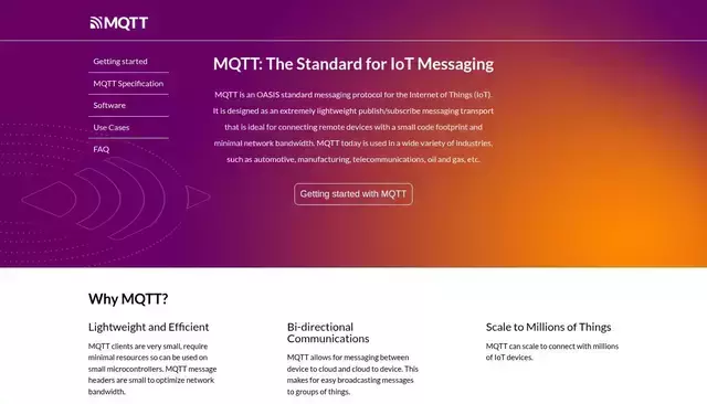 mqtt.org homepage screenshot