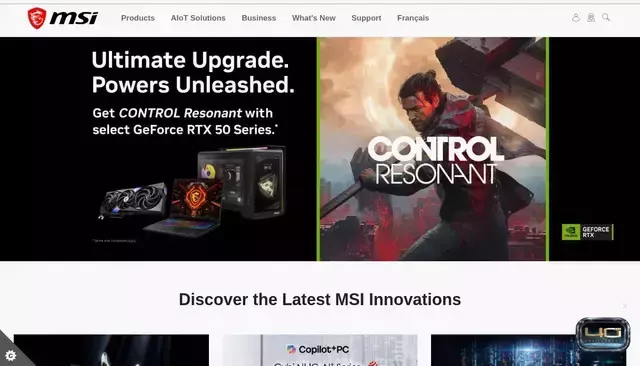 msi.com homepage screenshot