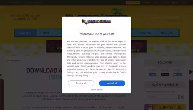 myabandonware.com homepage screenshot