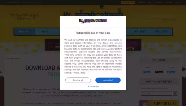 myabandonware.com homepage screenshot