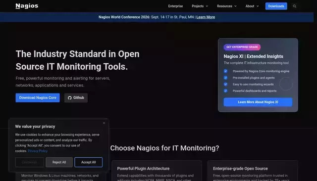 nagios.org homepage screenshot