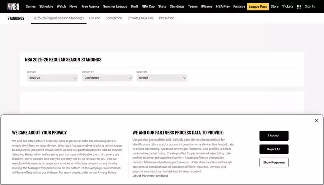 nba.com homepage screenshot