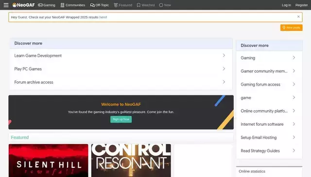 neogaf.com homepage screenshot