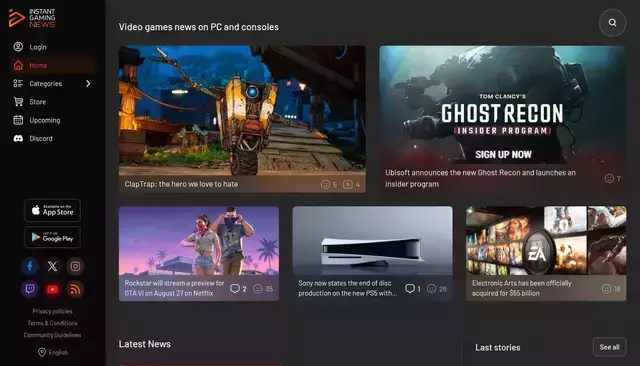 news.instant-gaming.com homepage screenshot
