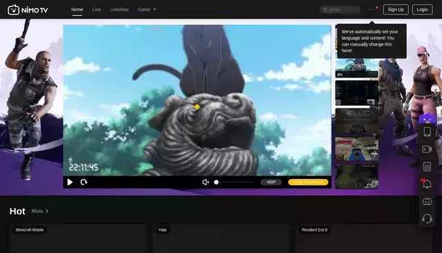 nimo.tv homepage screenshot