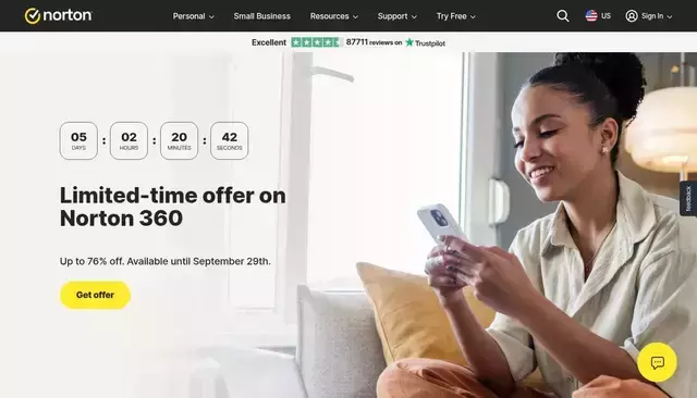 norton.com homepage screenshot