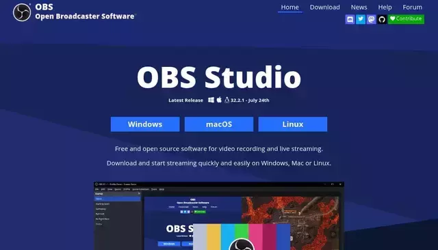 obsproject.com homepage screenshot