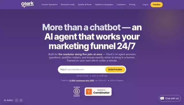 olark.com homepage screenshot