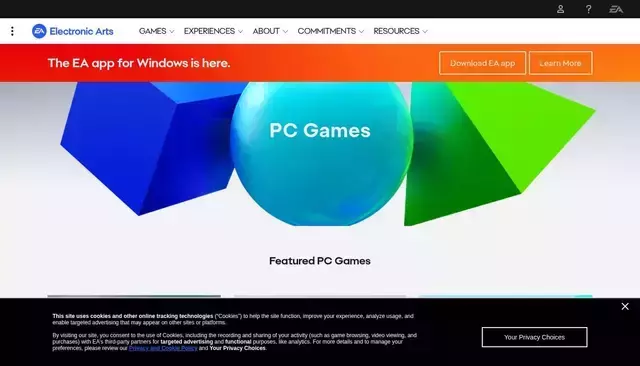 origin.com homepage screenshot