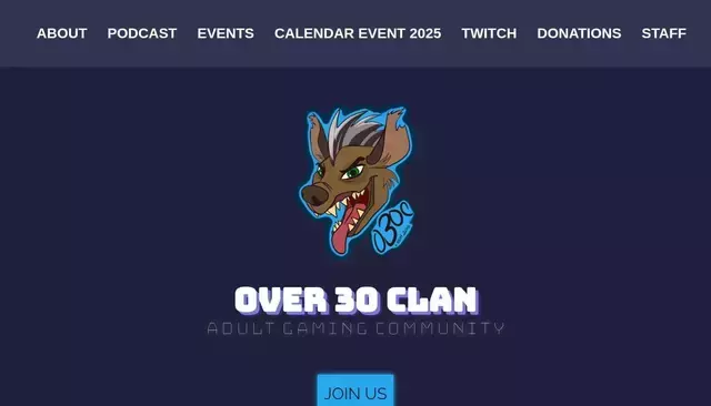 over30clan.com homepage screenshot