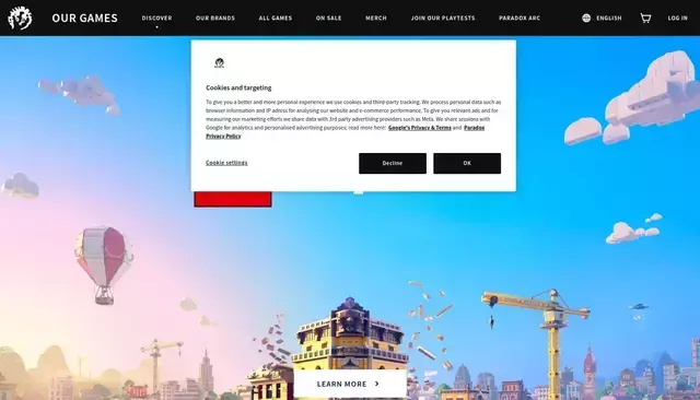 paradoxplaza.com homepage screenshot